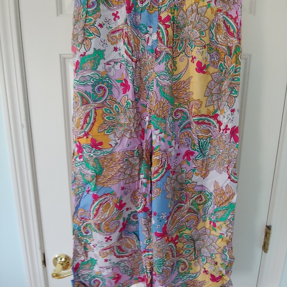 NWT Anne Klein Jeans Crop Wide Leg Palazzo Pants in Paisley Scarf Print - Size M - Picture 11 of 11